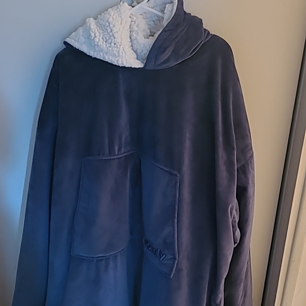 The Comfy Cozy Navy Blue Sherpa Hoodie Blanket